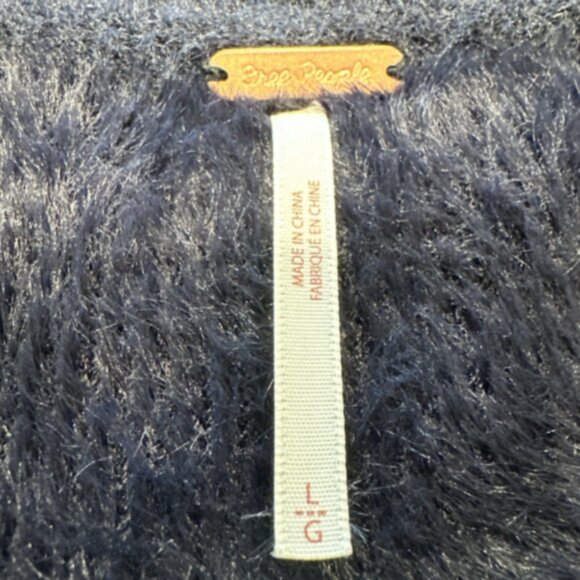 Free People Large Black Sweater Moonbeam Pullover Soft‎ Fuzzy 3/4 Sleeve Soft - Picture 6 of 10